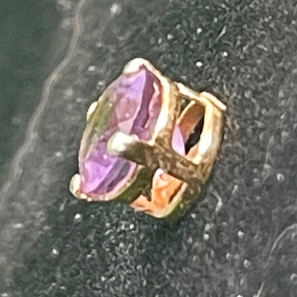 Estate 14K Gold Amethyst Stud Earrings Mexico Hallmarked Lavender Purple Jewelry - Picture 3 of 11